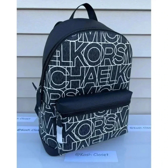 Michael Kors MK Cooper Graphic Logo Backpack - Black